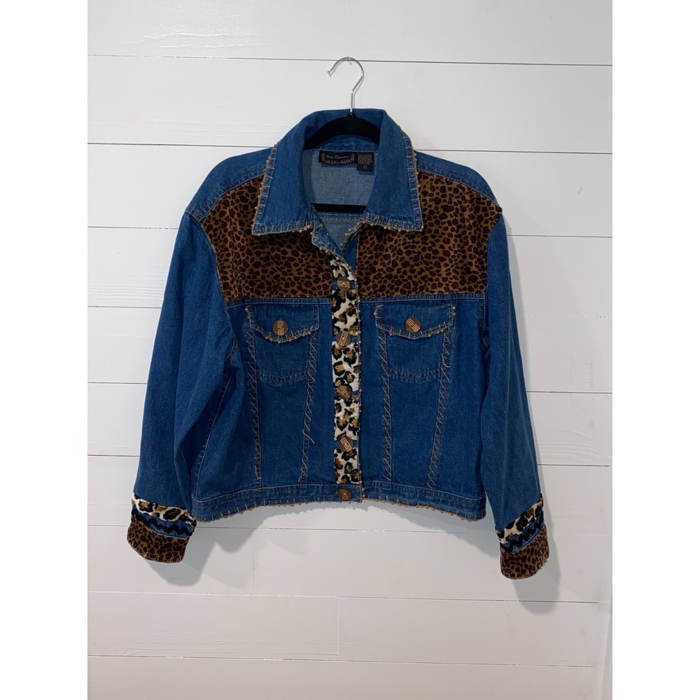 Vintage 90's New Direction Boho Artsy Embroidered Denim Jacket Womens Medium